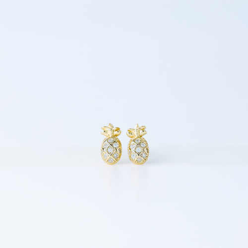 Tiny Pineapple Stud Earrings, Gold, Silver, BYSDMJEWELS