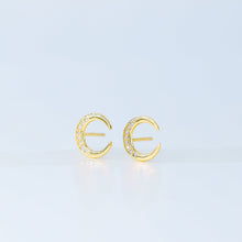 Load image into Gallery viewer, Moon Stud Earrings, Silver, Gold, BYSDMJEWELS
