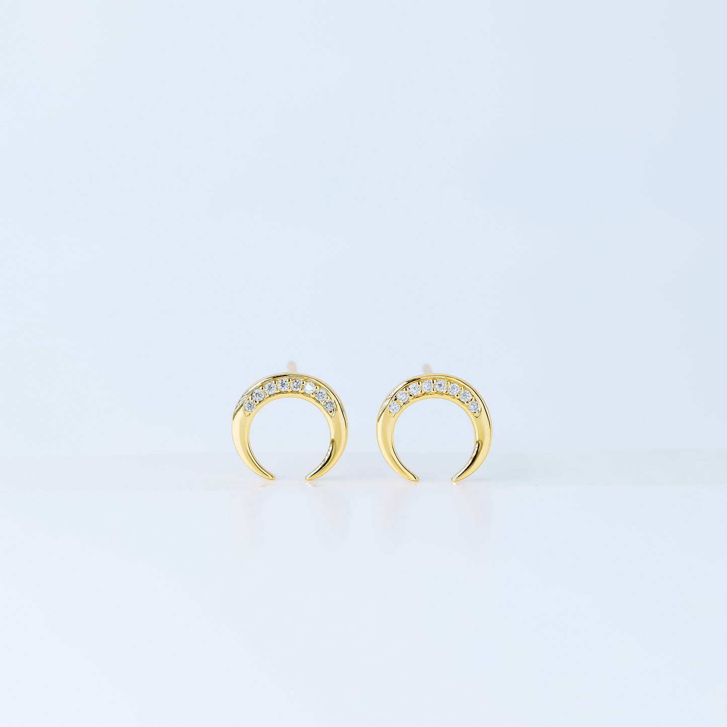 Moon Stud Earrings, Silver, Gold, BYSDMJEWELS