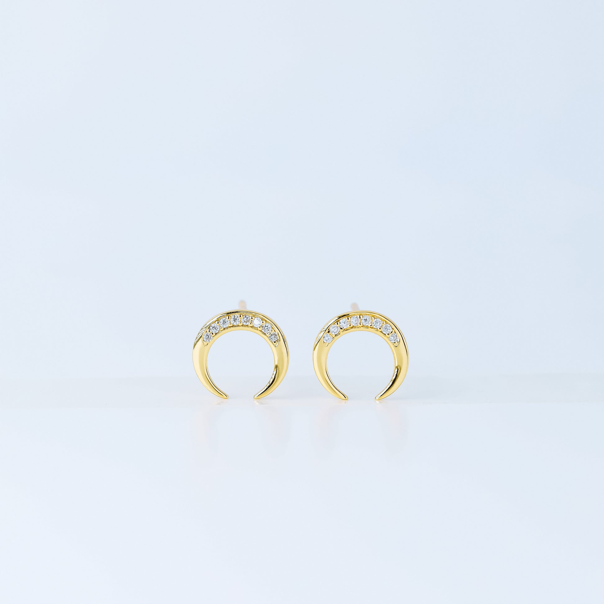 Moon Stud Earrings, Silver, Gold, BYSDMJEWELS