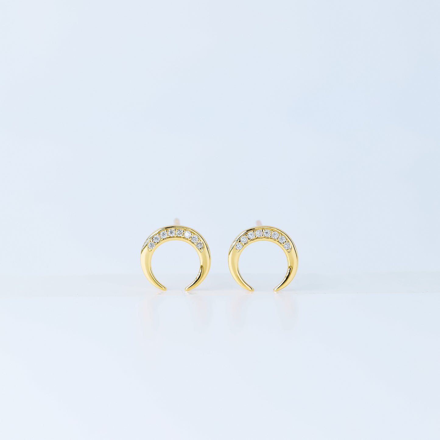 Moon Stud Earrings, Silver, Gold, BYSDMJEWELS