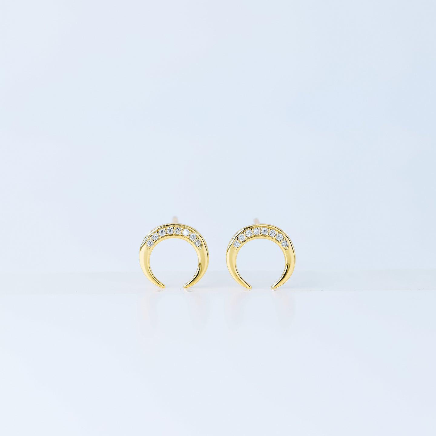 Moon Stud Earrings, Silver, Gold, BYSDMJEWELS