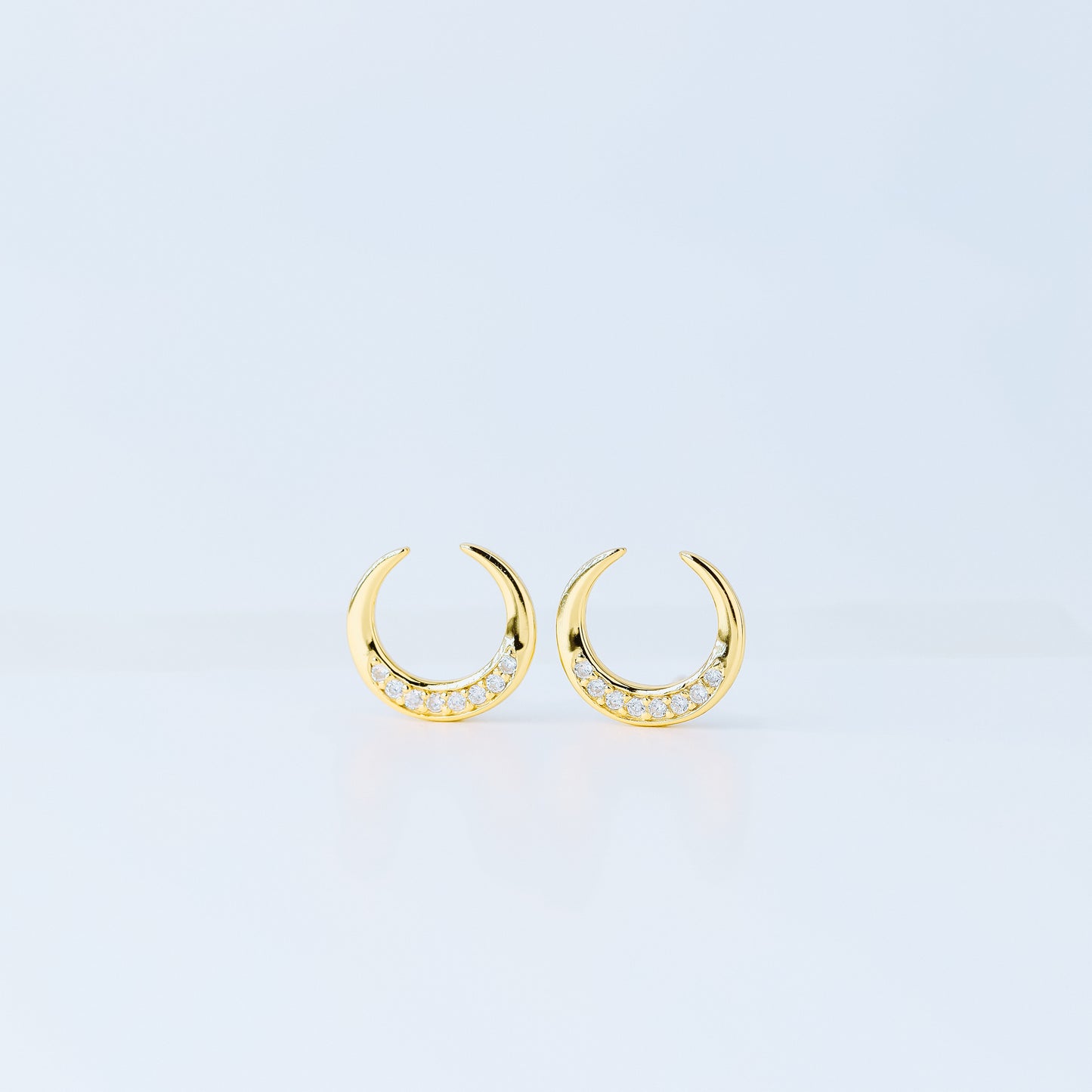 Moon Stud Earrings, Silver, Gold, BYSDMJEWELS