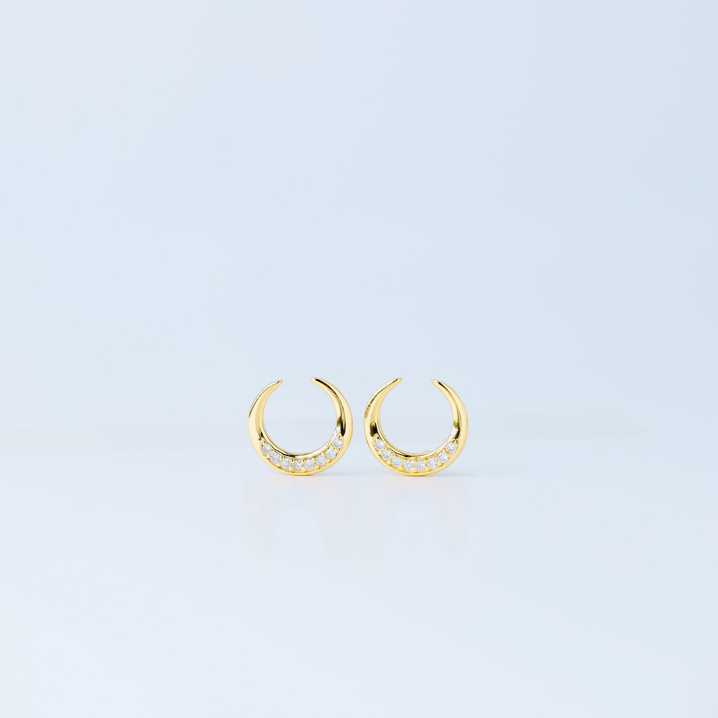 Moon Stud Earrings, Silver, Gold, BYSDMJEWELS