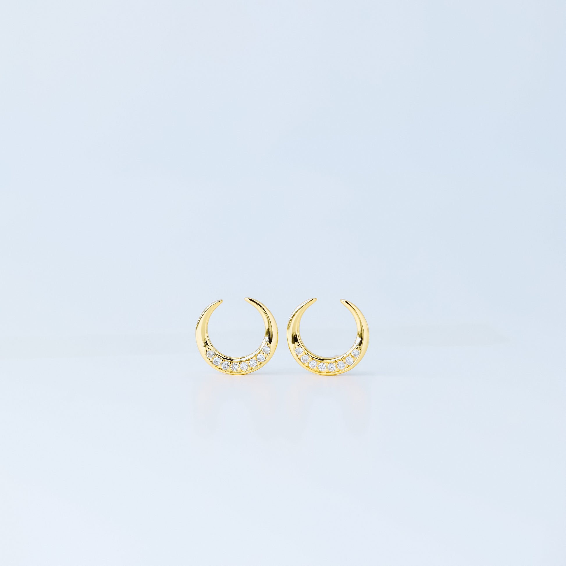 Moon Stud Earrings, Silver, Gold, BYSDMJEWELS