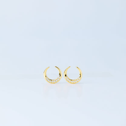 Moon Stud Earrings, Silver, Gold, BYSDMJEWELS