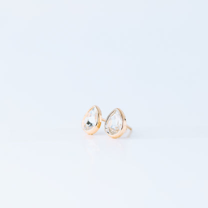 Dainty Teardrop Stud Earrings, Silver, Rose Gold, BYSDMJEWELS