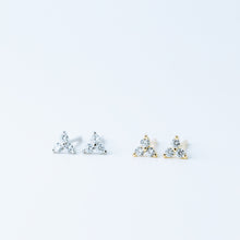 Load image into Gallery viewer, Tiny Clover Flower Stud Earrings, Silver, Gold, BYSDMJEWELS
