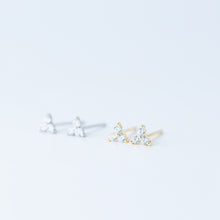 Load image into Gallery viewer, Tiny Clover Flower Stud Earrings, Silver, Gold, BYSDMJEWELS
