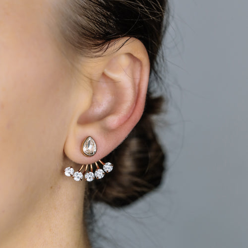 Tiny CZ Ear Jacket Earring • Front Back Earring • Rose Gold • BYSDMJEWELS