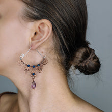 Load image into Gallery viewer, Gemstone Amethyst Earrings • Purple Birthstone Earrings • Statement Earrings • Lapis Lazuli Jewelry • Mother&#39;s Day Gift • BYSDMJEWELS
