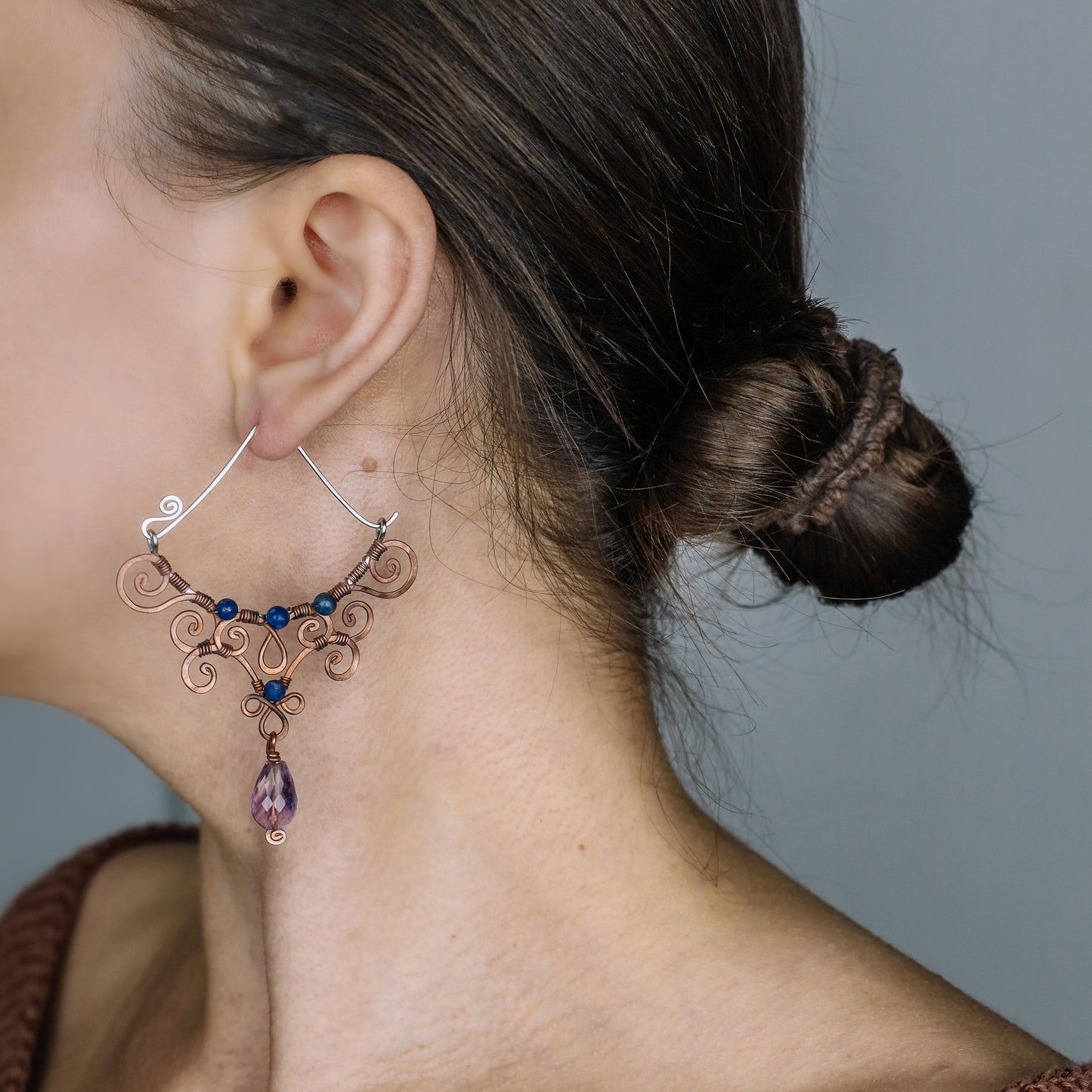 Gemstone Amethyst Earrings • Purple Birthstone Earrings • Statement Earrings • Lapis Lazuli Jewelry • Mother's Day Gift • BYSDMJEWELS