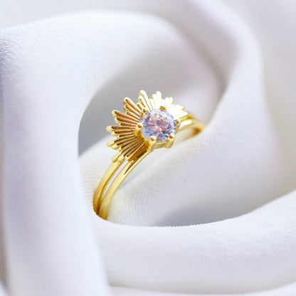 Dainty Sun Ring, Rising Sun Ring, Sunbeam Ring, Spike Ring, Celestial Ring, Gold Ring, Statement Ring, Simple Gold Ring, Stacking Ring