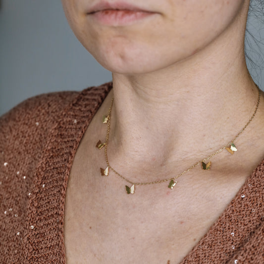 Dainty Butterflies Necklace • Minimal Boho Beaded Necklace • Gold Layered Necklace for Women • BYSDMJEWELS