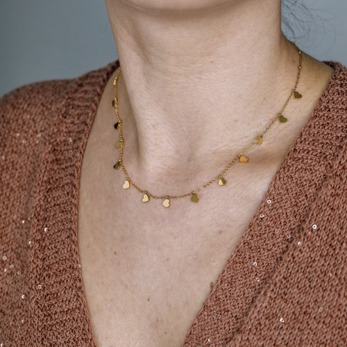Dainty Heart Necklace • Minimal Boho Beaded Necklace • Gold Layered Necklace for Women • BYSDMJEWELS