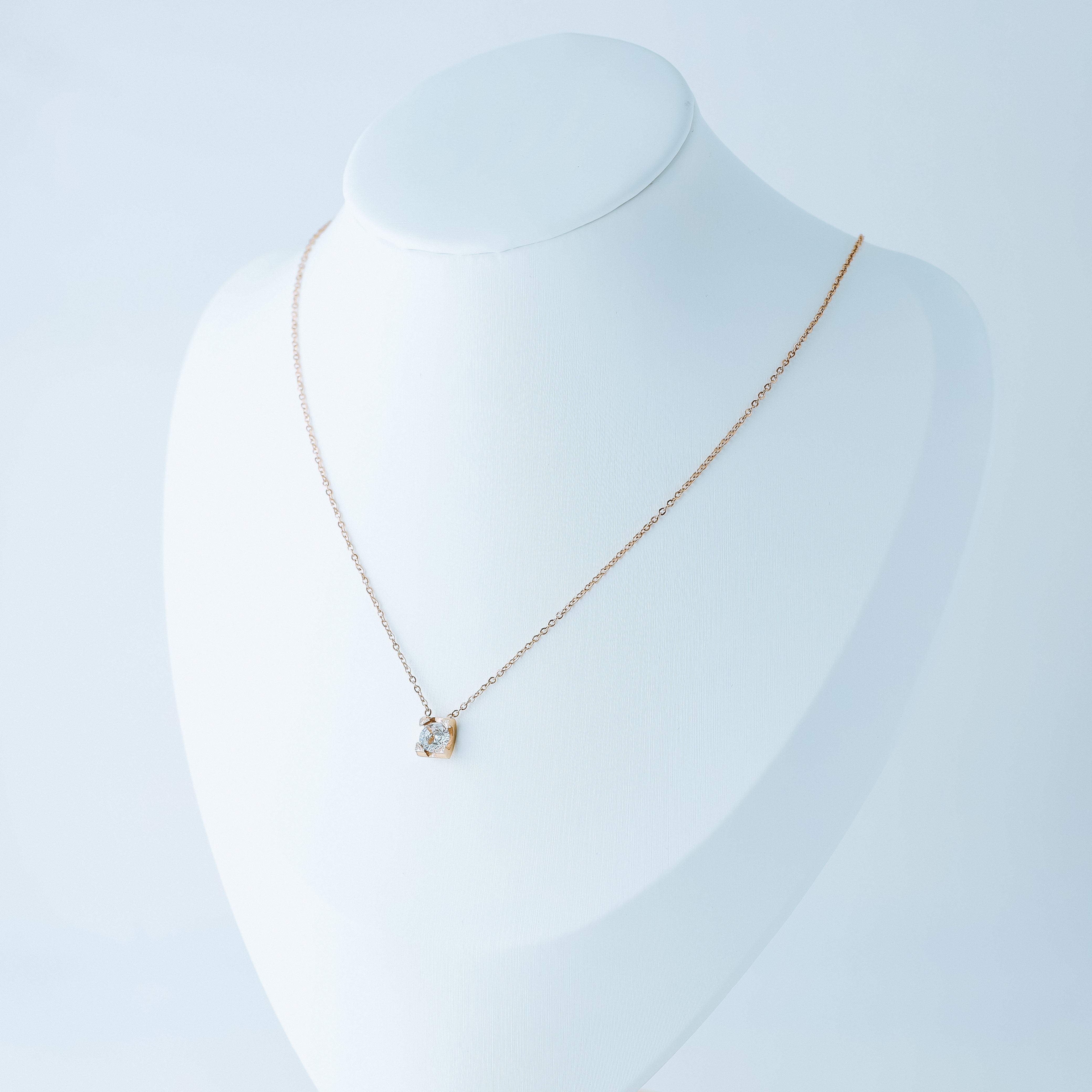 Minimalist Diamond Necklace 14K Solid Gold 4 Prong 2.5 to 5.0mm Brilliant  Cut CZ Diamond Bridesmaid Gift Dainty Necklace BN3004 - Etsy
