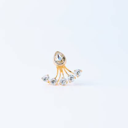 Tiny CZ Ear Jacket Earring • Front Back Earring • Rose Gold • BYSDMJEWELS