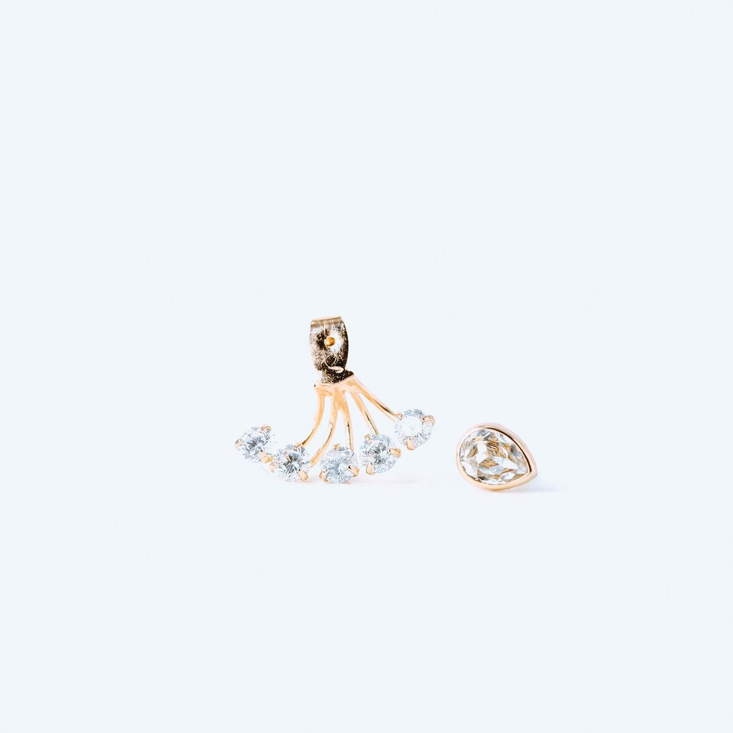 Tiny CZ Ear Jacket Earring • Front Back Earring • Rose Gold • BYSDMJEWELS