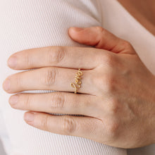Load image into Gallery viewer, Personalized Name Ring Cursive Letter Name Ring Custom Ring Minimalist Gold Chain Ring Love Ring Oui Ring Gift For Mom Best Friend Gift
