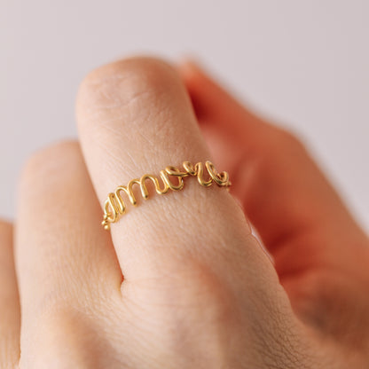 Personalized Name Ring Cursive Letter Name Ring Custom Ring Minimalist Gold Chain Ring Love Ring Oui Ring Gift For Mom Best Friend Gift