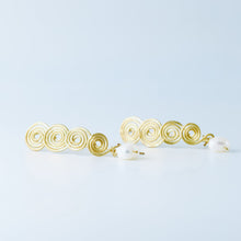 Load image into Gallery viewer, Gold Pearl Earrings • Handmade Fresh Water Pearl Earrings • Gold Dangle Earrings • Pearl Drop Earrings • BYSDMJEWELS
