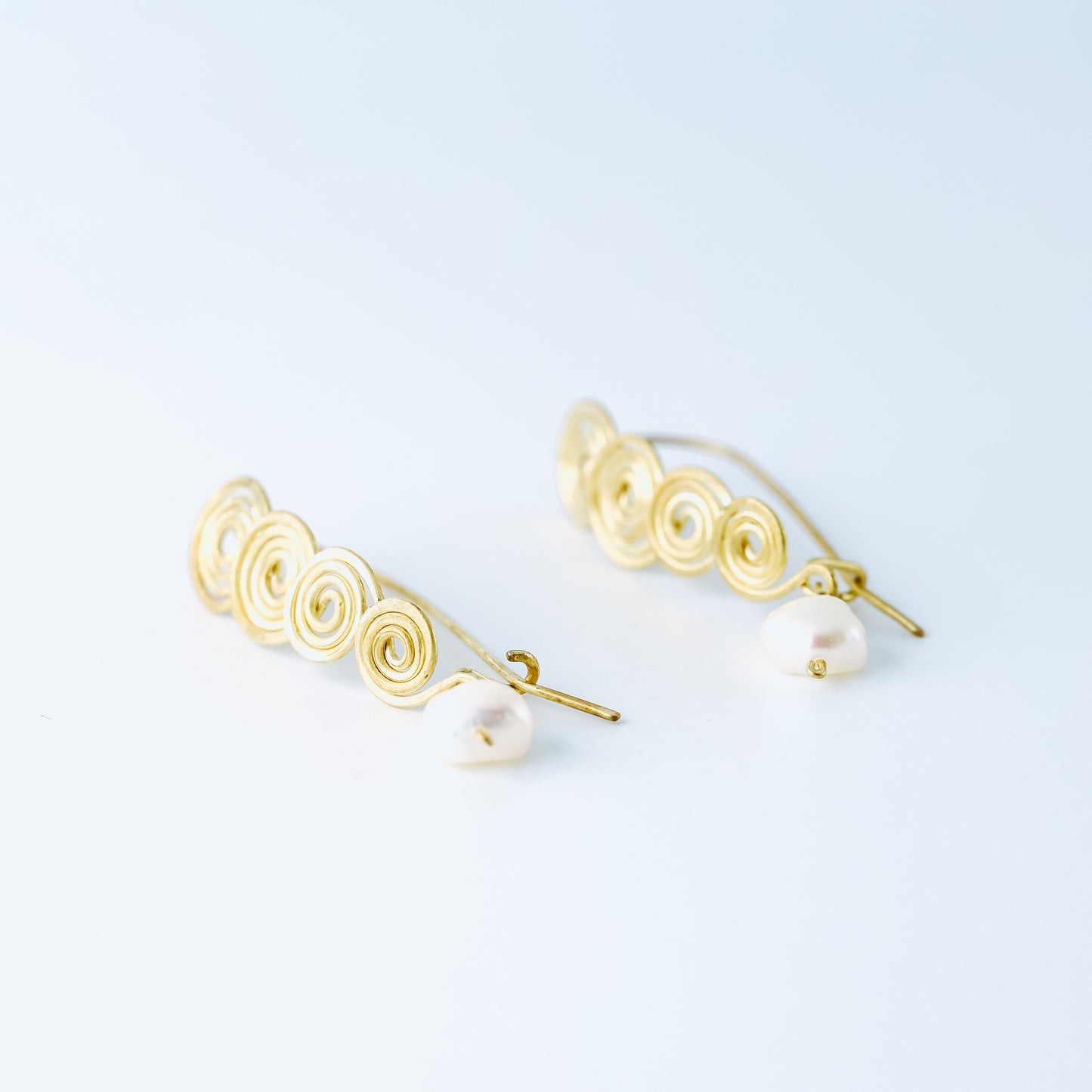 Gold Pearl Earrings • Handmade Fresh Water Pearl Earrings • Gold Dangle Earrings • Pearl Drop Earrings • BYSDMJEWELS