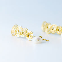 Load image into Gallery viewer, Gold Pearl Earrings • Handmade Fresh Water Pearl Earrings • Gold Dangle Earrings • Pearl Drop Earrings • BYSDMJEWELS
