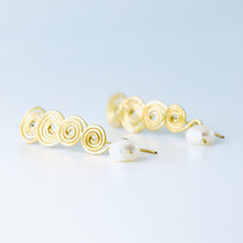 Load image into Gallery viewer, Gold Pearl Earrings • Handmade Fresh Water Pearl Earrings • Gold Dangle Earrings • Pearl Drop Earrings • BYSDMJEWELS
