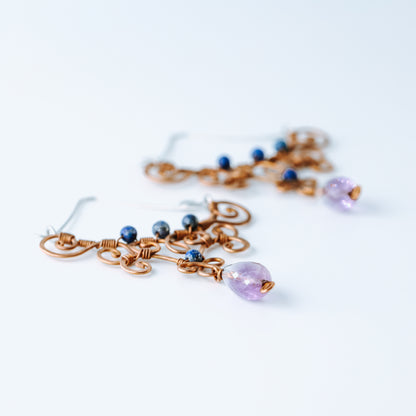 Gemstone Amethyst Earrings • Purple Birthstone Earrings • Statement Earrings • Lapis Lazuli Jewelry • Mother's Day Gift • BYSDMJEWELS