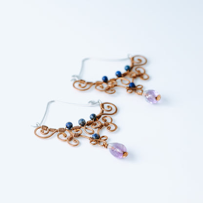 Gemstone Amethyst Earrings • Purple Birthstone Earrings • Statement Earrings • Lapis Lazuli Jewelry • Mother's Day Gift • BYSDMJEWELS