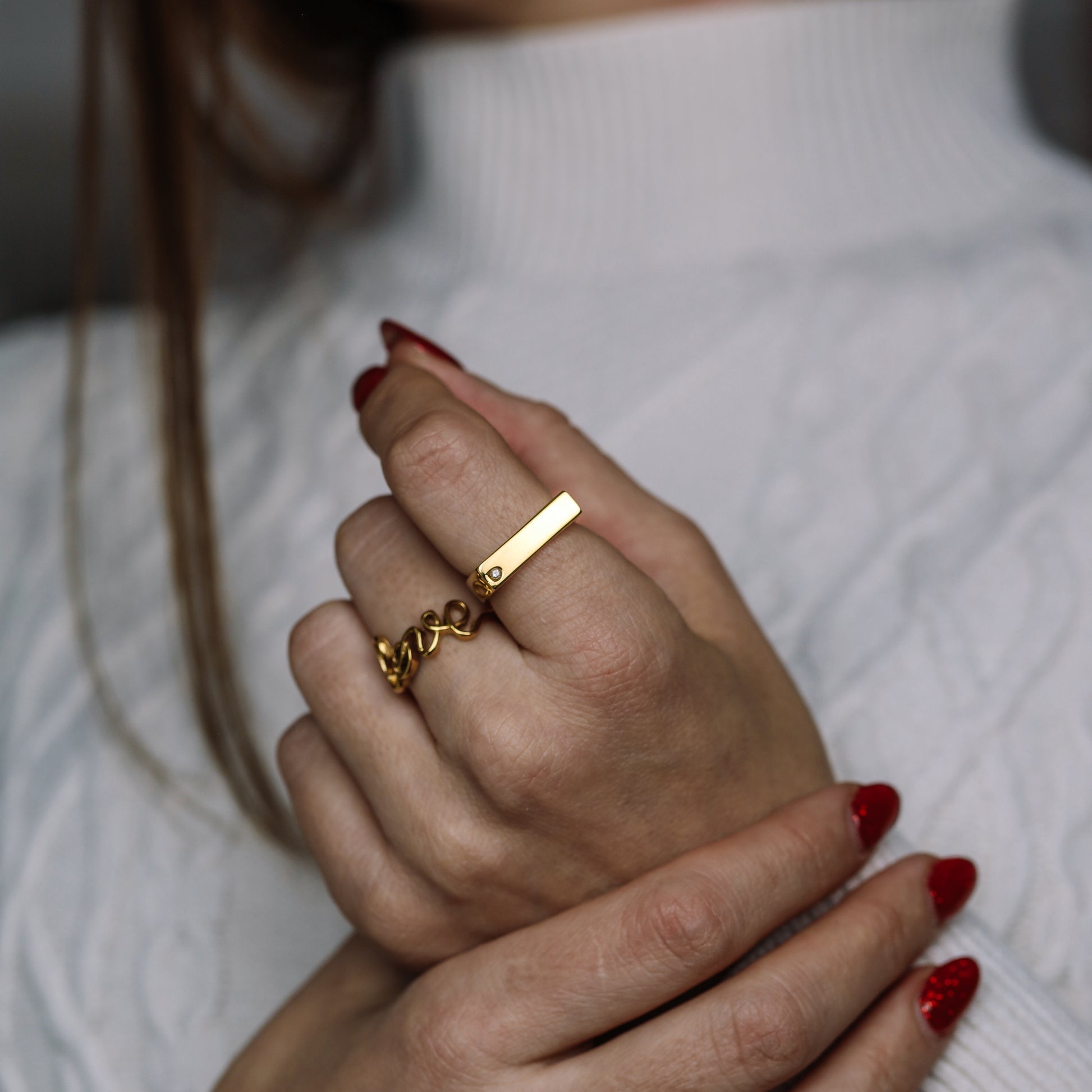 Signet Ring With CZ Stone • Bar Ring • Gift For Her • Gold Signet Ring • Dainty Silver Ring • BYSDMJEWELS