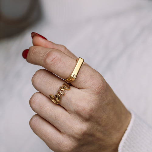 Gold Love Band Ring • Dainty Love Script Ring Women • Minimalist Love Word Ring • Cursive Love Ring • Small Promise Ring Gold • BYSDMJEWELS