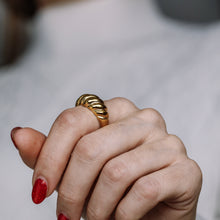 Load image into Gallery viewer, Croissant Ring • Gold Croissant Ring • Twist Ring • Signet Ring • Chunky Ring • Dome Ring • Twisted Ring • Rope Ring • BYSDMJEWELS
