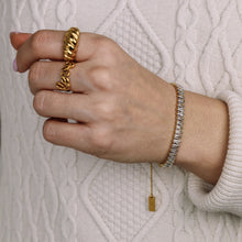 Load image into Gallery viewer, Baguette Tennis Bracelet • Gold Tennis Bracelet • Cubic Zirconia Tennis Bracelet • Dainty Bracelet • Diamond Bracelet • BYSDMJEWELS
