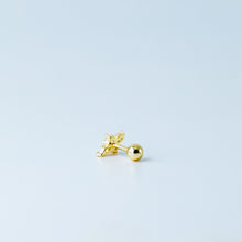 Load image into Gallery viewer, Dainty Gold Tiny Flower Earrings, Four Petals Flower Stud, Tiny Sparkly CZ Studs, Cartilage Earrings, Minimalist Earrings, Piercing Earrings
