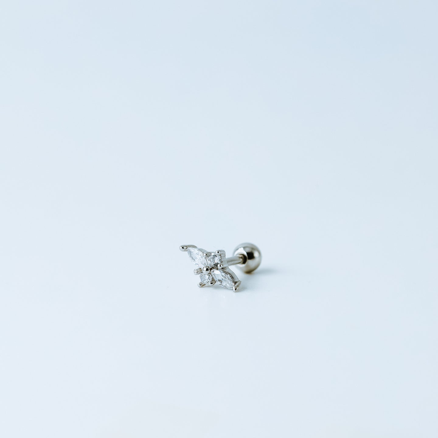 Dainty Gold Tiny Flower Earrings, Four Petals Flower Stud, Tiny Sparkly CZ Studs, Cartilage Earrings, Minimalist Earrings, Piercing Earrings