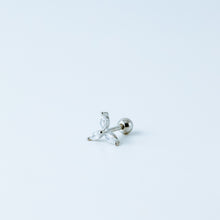 Load image into Gallery viewer, Helix Piercing, Dainty CZ Earring, Cartilage Stud, Targus, Tiny Stud, Lobe Piercing, 20 Gauge, 3 Leaf Piercing, Earring, Auricle Piercing
