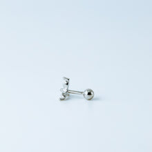Load image into Gallery viewer, Helix Piercing, Dainty CZ Earring, Cartilage Stud, Targus, Tiny Stud, Lobe Piercing, 20 Gauge, 3 Leaf Piercing, Earring, Auricle Piercing
