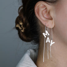 Load image into Gallery viewer, Personalized Letter Threader Earrings • Initial Long Earrings • Alphabet Threader • Second Hole Chain Earring • BYSDMJEWELS
