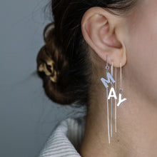 Load image into Gallery viewer, Personalized Letter Threader Earrings • Initial Long Earrings • Alphabet Threader • Second Hole Chain Earring • BYSDMJEWELS

