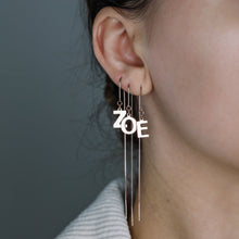 Load image into Gallery viewer, Personalized Letter Threader Earrings • Initial Long Earrings • Alphabet Threader • Second Hole Chain Earring • BYSDMJEWELS
