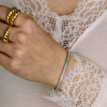 Load image into Gallery viewer, Baguette Tennis Bracelet • Gold Tennis Bracelet • Cubic Zirconia Tennis Bracelet • Dainty Bracelet • Diamond Bracelet • BYSDMJEWELS
