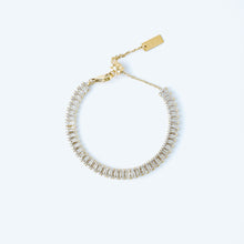 Load image into Gallery viewer, Baguette Tennis Bracelet • Gold Tennis Bracelet • Cubic Zirconia Tennis Bracelet • Dainty Bracelet • Diamond Bracelet • BYSDMJEWELS
