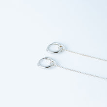Load image into Gallery viewer, Large Ceramic Pearl Hoop Earrings • Pearl Drop Hoops • Pearl Huggie Hoop Earrings • Pearl Chain Earrings • Bridesmaids Jewelry • BYSDMJEWELS
