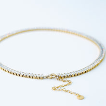 Load image into Gallery viewer, 18K Gold Tennis Baguette Necklace • WATERPROOF • Gold Square Cubic Zircon Choker • Stainless Steel • Gold Diamond Necklace • BYSDMJEWELS
