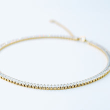 Load image into Gallery viewer, 18K Gold Tennis Baguette Necklace • WATERPROOF • Gold Square Cubic Zircon Choker • Stainless Steel • Gold Diamond Necklace • BYSDMJEWELS
