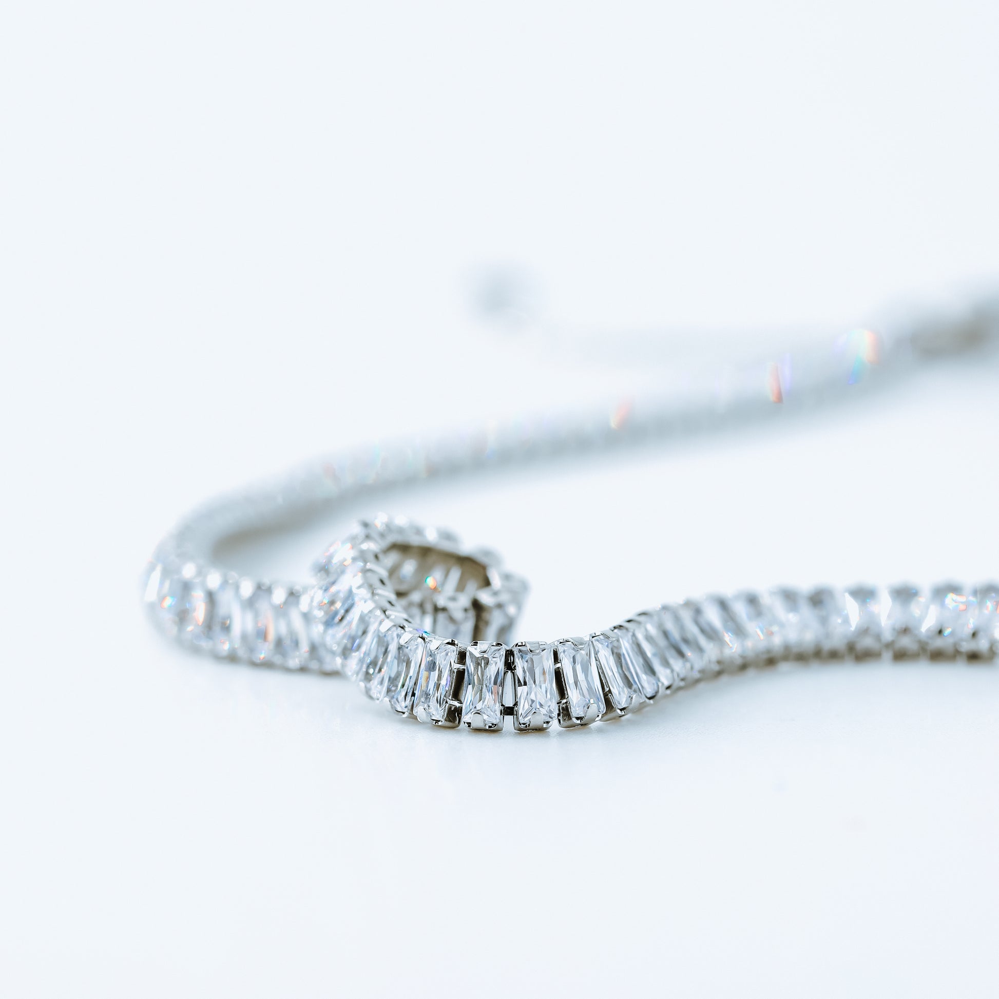 Tennis Baguette Necklace • Cubic Zirconia Choker • Diamond Tennis Necklace • Diamond Necklace Gift • Gold Diamond Chain • BYSDMJEWELS