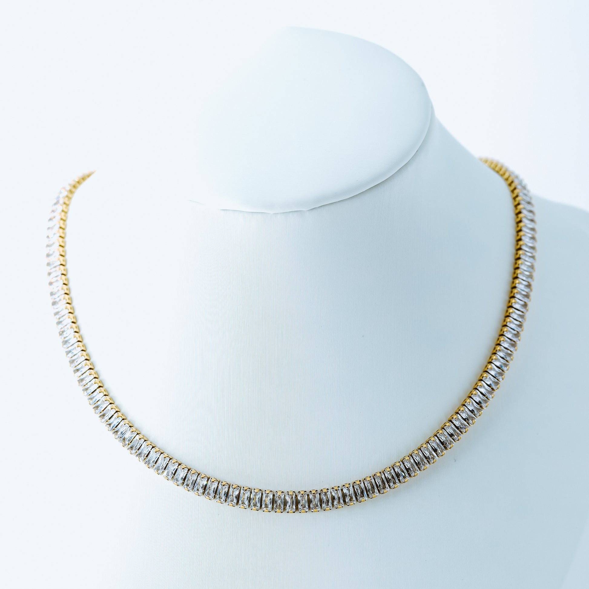 Tennis Baguette Necklace • Cubic Zirconia Choker • Diamond Tennis Necklace • Diamond Necklace Gift • Gold Diamond Chain • BYSDMJEWELS