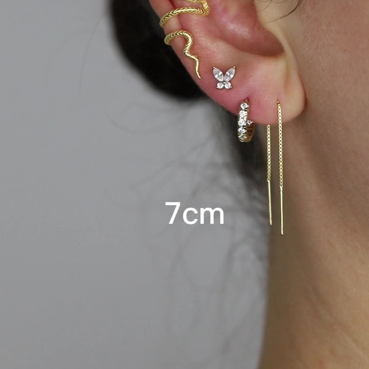 Simple Long Ear Threader, Gold, Silver BYSDMJEWELS
