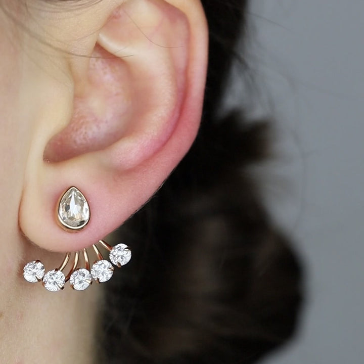 Tiny CZ Ear Jacket Earring • Front Back Earring • Rose Gold • BYSDMJEWELS